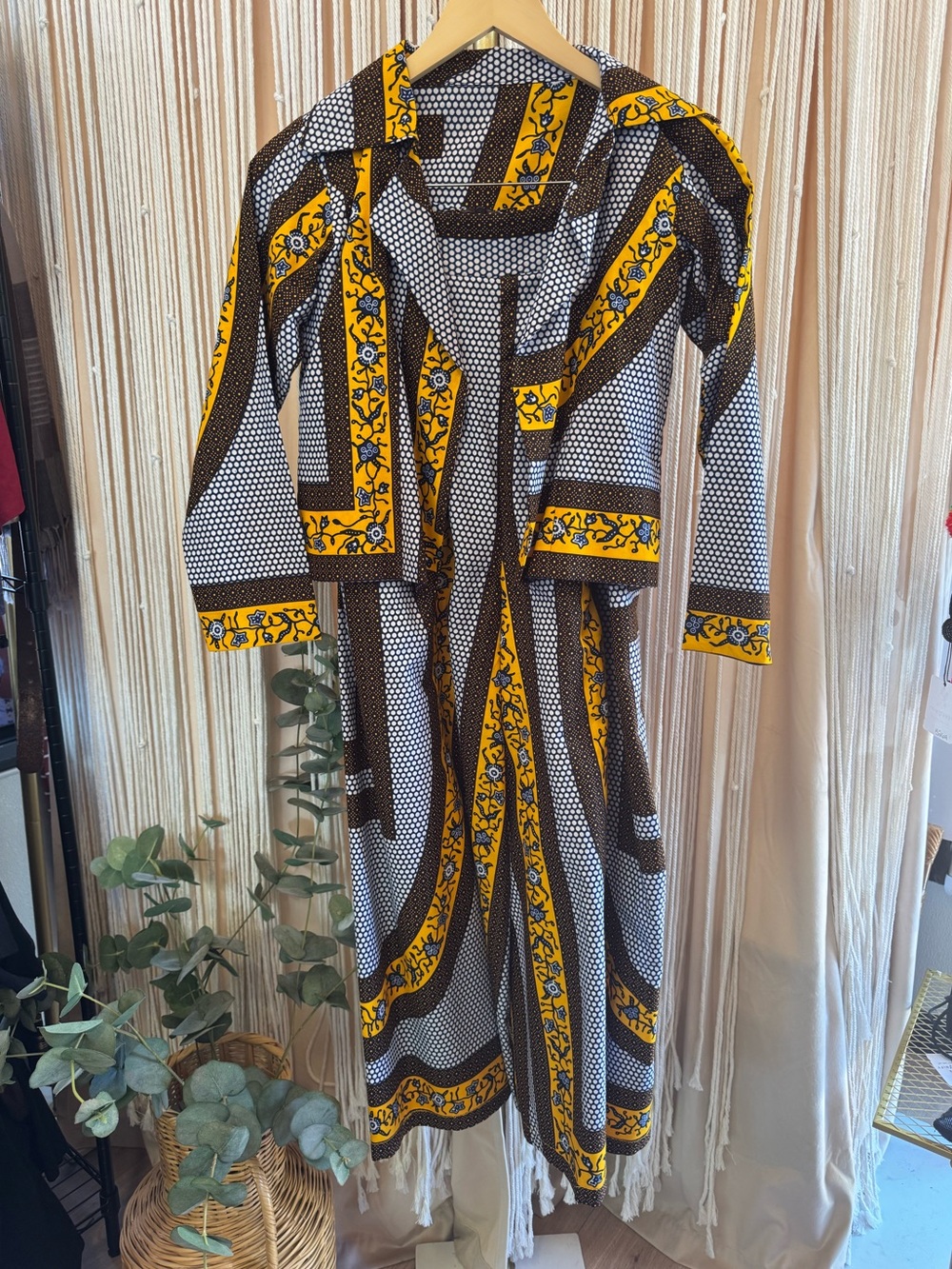 two-piece matching dutch wax set tailored blazer & wide-leg palazzo pant African - Picture 3 of 16